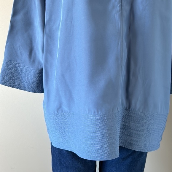 LAFAYETTE 148 Silk Blue Notched Neck Top Blouse Career Shirt Sz M - Picture 7 of 9